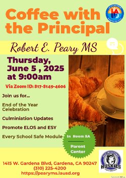 Please join us for the last Coffee with the Principal of the school 24-25 year!!